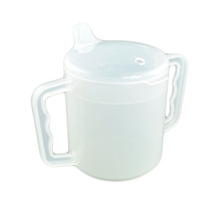 NRS Healthcare Wide Base Two Handled Mug With Lid - Easy Grip Design - View #10